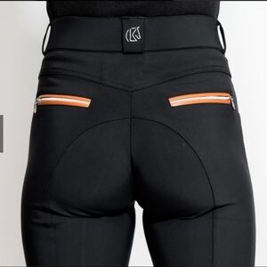 Kerrits Black High-Waist Riding Breeches with Orange Zip Details